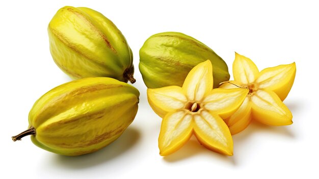 Star fruits white background isolated 2023 2024 new