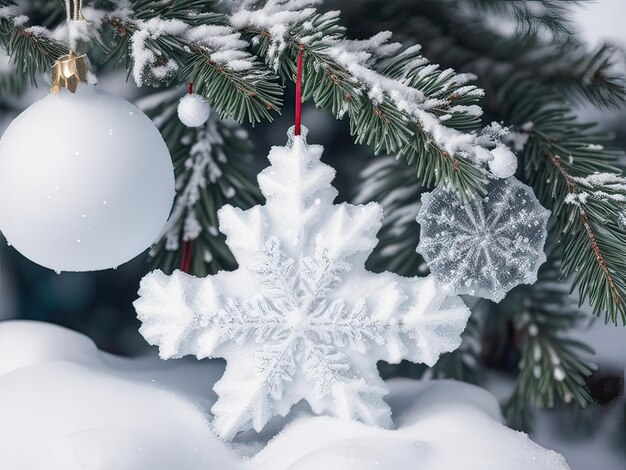 雪の星はクリスマスツリーのおもちゃ クリスマスシーン クリスマスツリーの雪のおもちゃ