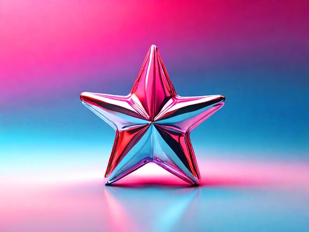 Photo star object rgb pink plain baclground 3d image