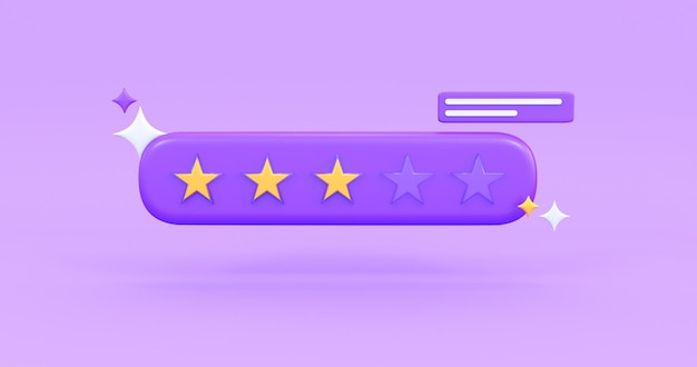 Photo star rating illustration in purple background
