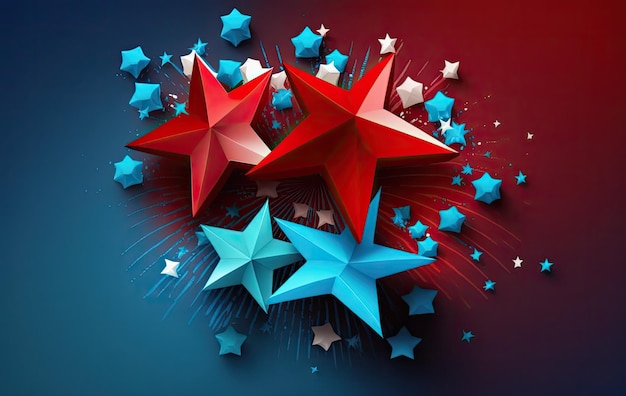 Star shape decoration with 4th July theme