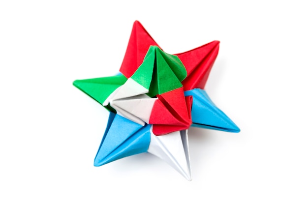 Star shape made of colorful ribbons isolated on the white background