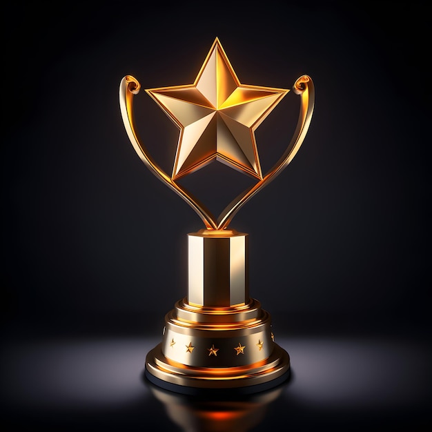Звездная форма премиум и реалистичная концепция золотого трофея кубка победы