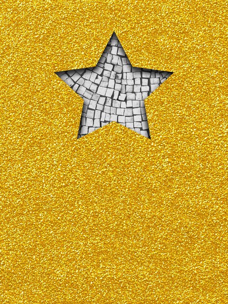 Photo star shape on yellow wall