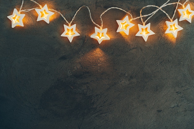 Star-shaped light garlands, festive decoration  for Christmas