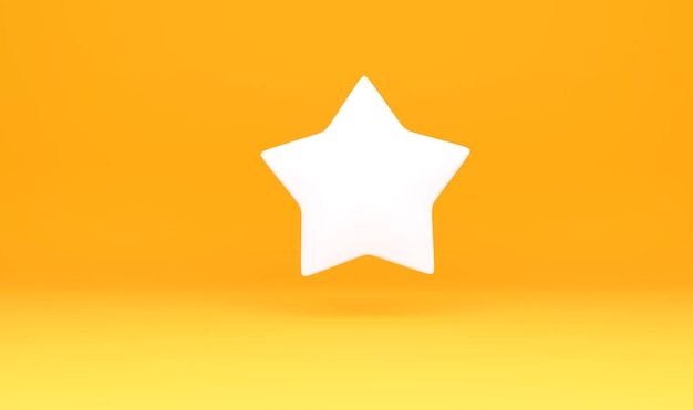 Star symbol on yellow background 3d rendering illustration