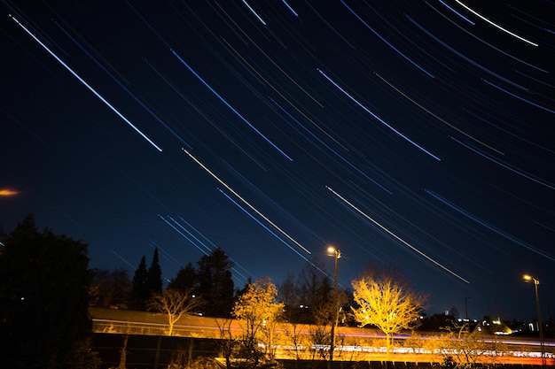 Star trail in Brondby of Denmark