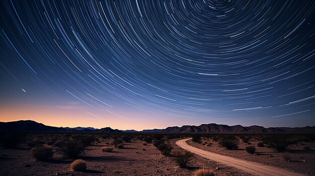 Foto il sentiero delle stelle sopra un deserto