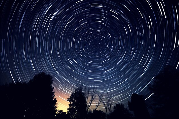 Star trails circling Polaris