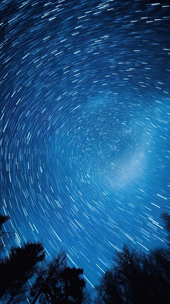 Photo star trails in the sky