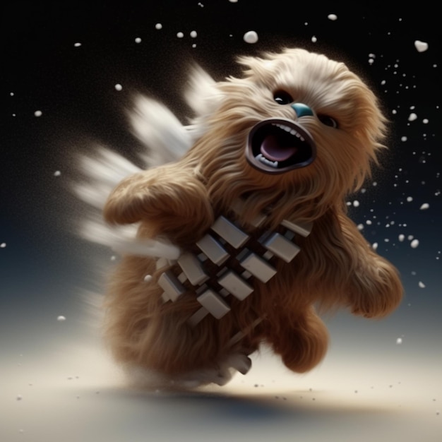A star wars chewbacca with a star wars outfit