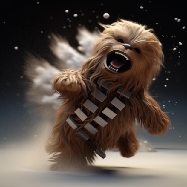 A star wars chewbacca with a white background.