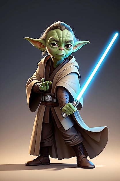 Star Wars Jedi Cartoon Character 3D Animation Illustration Guide