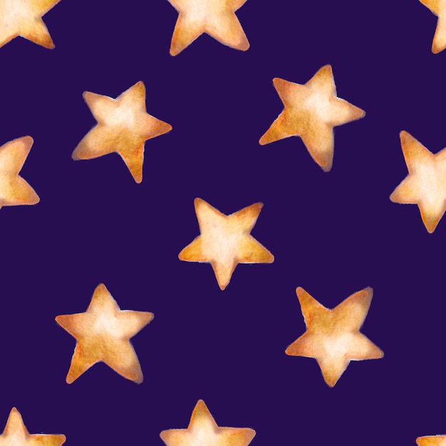 Star watercolor cute seamless pattern