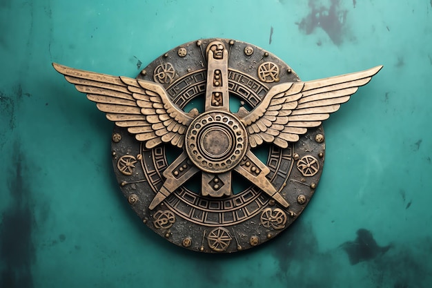여러 신 들 을 상징 하는 별 과 날개 있는 원반 일러스트 사진
