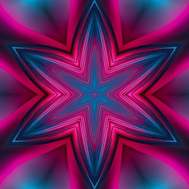 A star with a pink and blue background