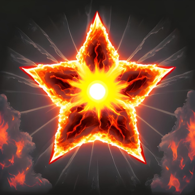 Photo a star with rays of fire and a core of