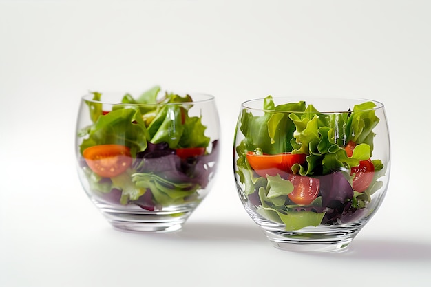 Photo star with two glasses filled with salad