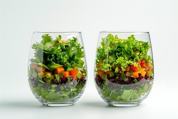 Photo star with two glasses filled with salad