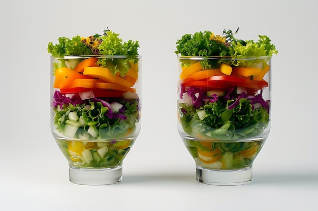 Photo star with two glasses filled with salad