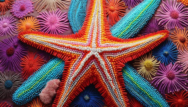 Photo a starfish of 1000 colors