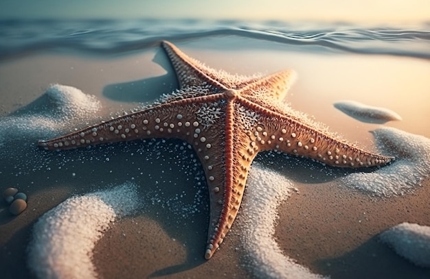 Foto stelle marine sulla spiaggia nel mare ia generativa