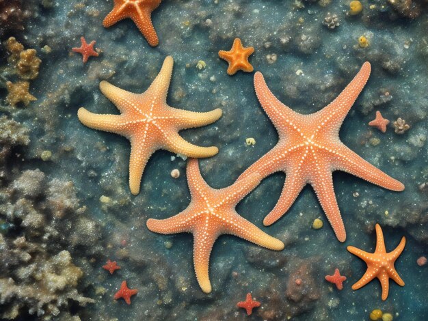 Photo starfish at the bottom of the sea ai generated