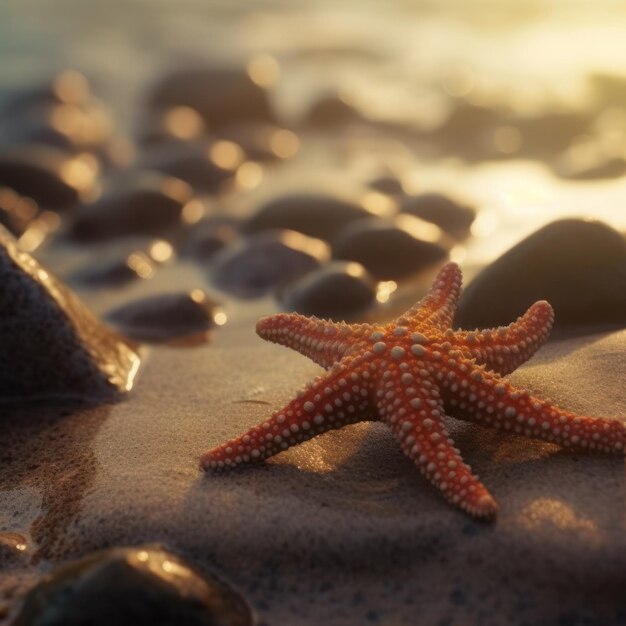 Starfish on a coral in the sea