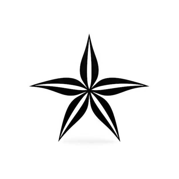 Foto iconica di stella marina echinoderma a forma di stella creatura marina logo nero fauna zoologica al mare habitat isolato su sfondo bianco illustrazione generativa di minimal starfish ai