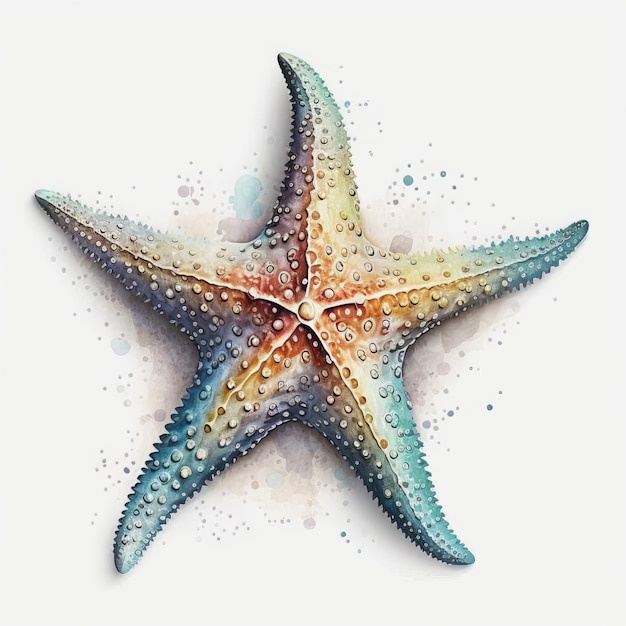 Photo a starfish is painted with a watercolor effect.