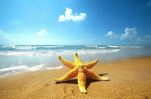 Starfish Resting on Sandy Beach by the Ocean