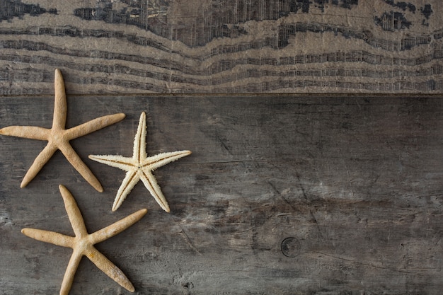 Starfish on a rustic wood