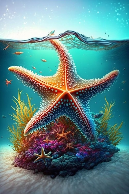 Starfish under the sea wallpaper