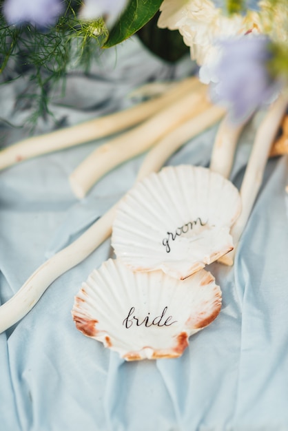 Starfish and seashell wedding decor