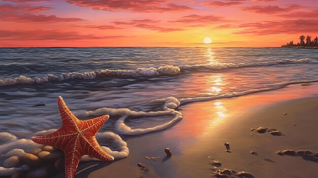 Starfish sitting on the Beach Generative Ai