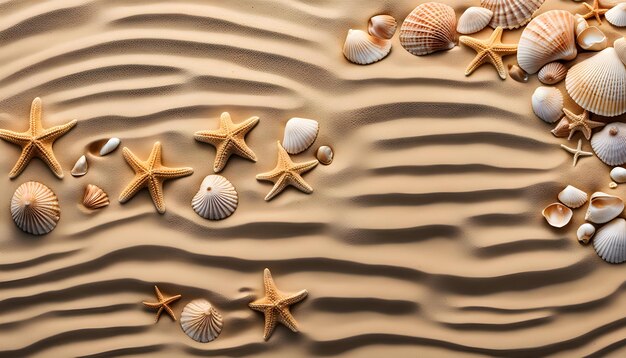 Photo starfish and starfish on a sandy beach