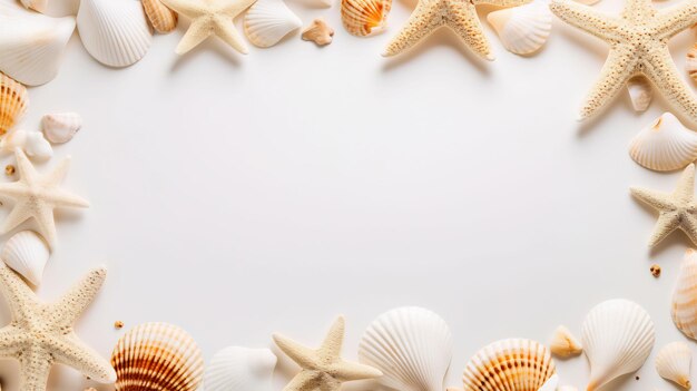 starfish and starfish on a white background.