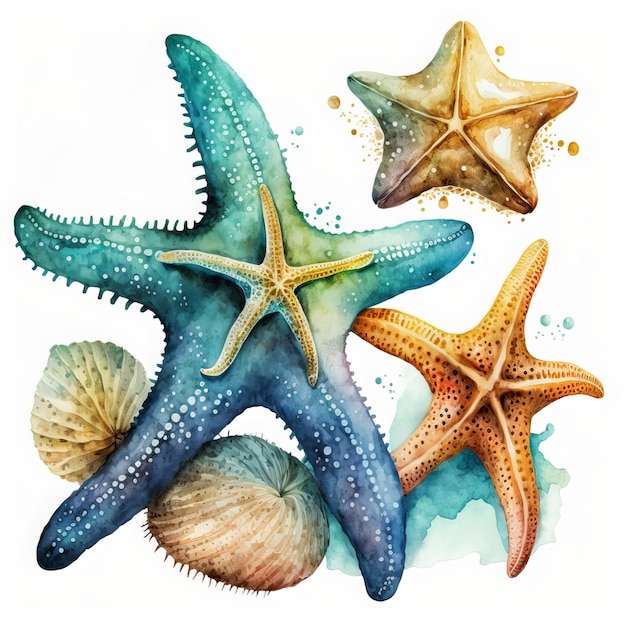 Starfish watercolor clipart