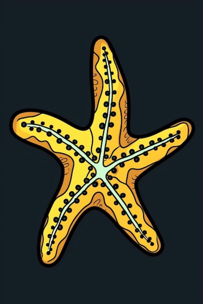 Foto una stella marina con uno sfondo nero e un corpo giallo generativo ai