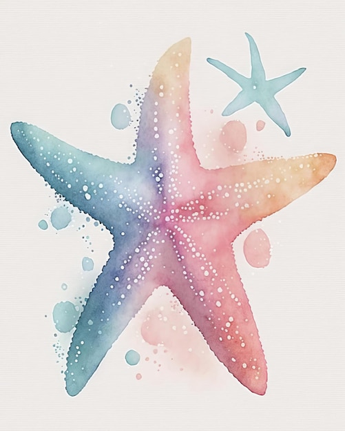 A starfish with a pink and blue starfish on it.