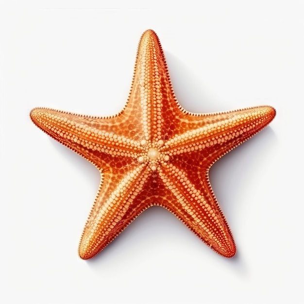 A starfish with a red stripe on the bottom.