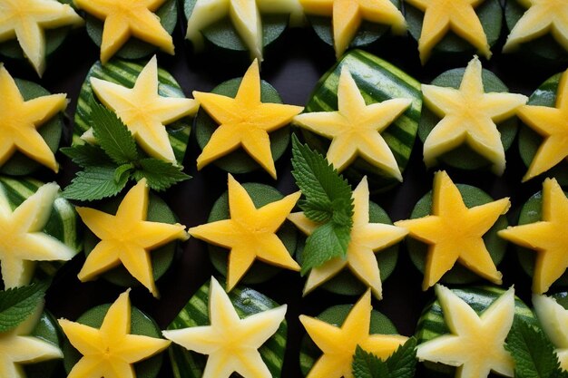 Photo starfruit slices arranged in a zigzag pattern starfruit image photography