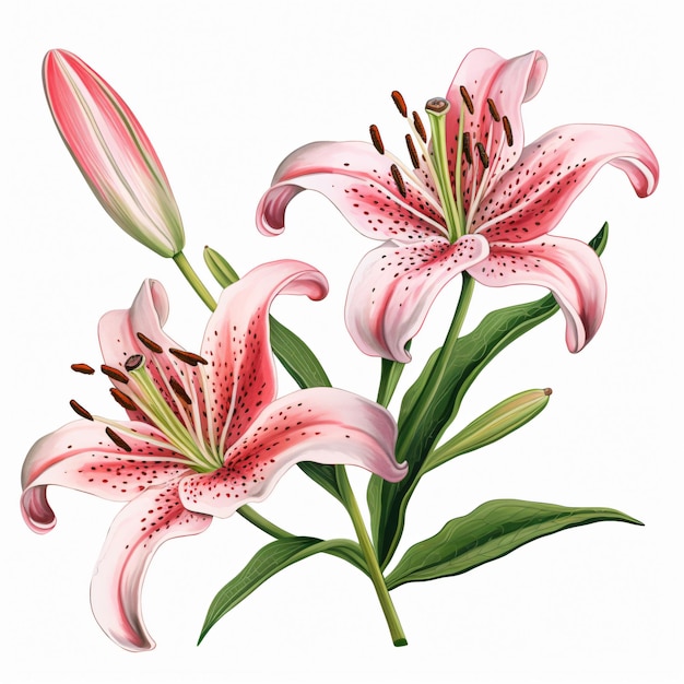 Foto stargazer lily clipart isolata su sfondo bianco