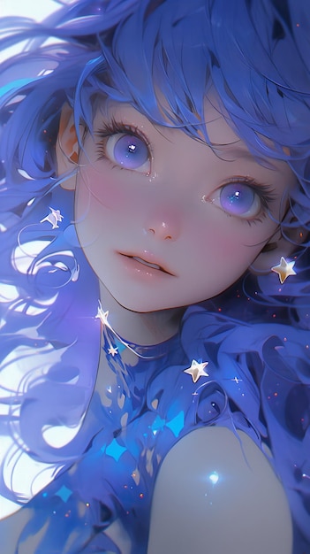 Stargazing girl Photo realistic anime image generative AI