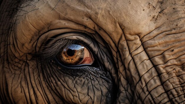 Staring elephant close up portrait focusing on its beautiful