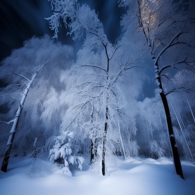 Stark Contrast Snowy Forest Scene