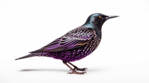 Foto impostazione minimalista di starling su sfondo bianco