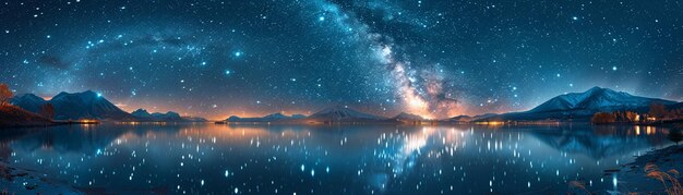 Photo starlit night over a tranquil lake