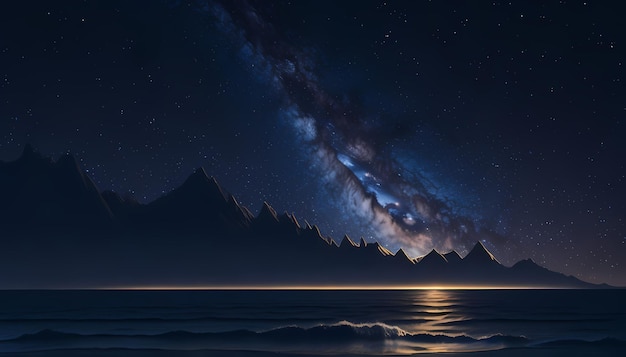 Starlit Seas Glittering Ocean Scene for Wallpaper or Zoom Background