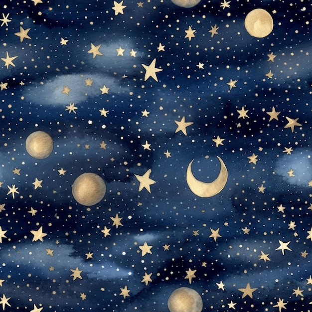 Photo starrduste and moon in the sky with clouds and stars generative ai